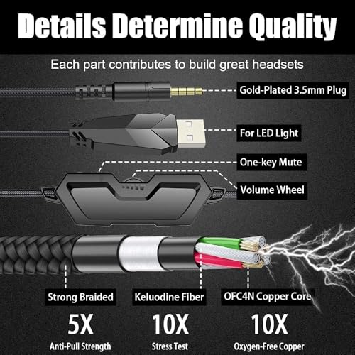 BENGOO G9000 Stereo Gaming Headset for PS4 PC Xbox One PS5, Noise Cancelling Over Ear with Mic U80966