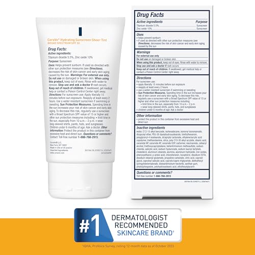 CeraVe Hydrating Mineral Sunscreen with Sheer Tint SPF 30, 1.7 oz K69722