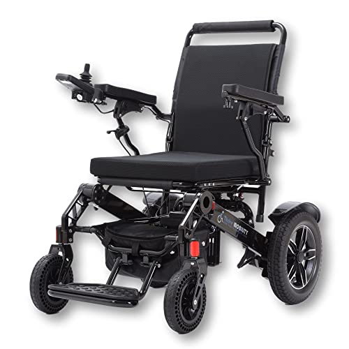 Fold and Travel Electric Wheelchairs for Adults Elderly Lightweight Power Wheel Chair Motorized (Blue, 17 Inches Seat Width)