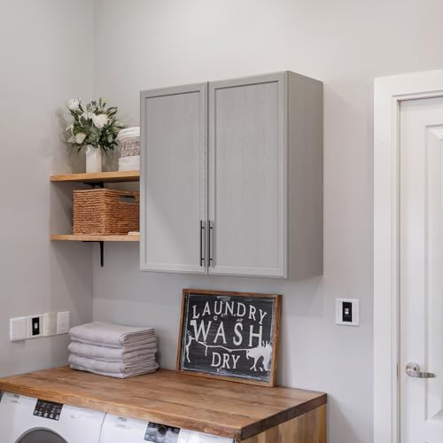 FIMELLO 30" Laundry Room Wall Cabinet with Adjustable Shelf, Large Wall Storage Cabinet, White Wall Cabinet with Doors, Upper Kitchen Cabinet, Cabinets for Laundry, Bathroom, Kitchen -White