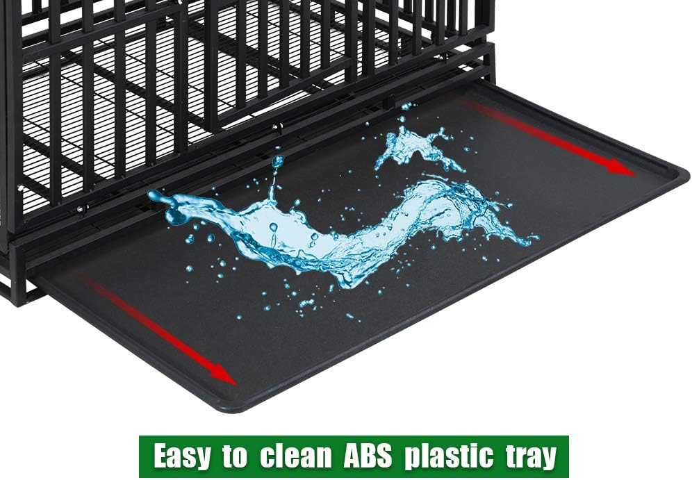 BestPet Heavy Duty Dog Crate for Large Medium Dogs 48 Inches with Plastic Tray, Black H31738