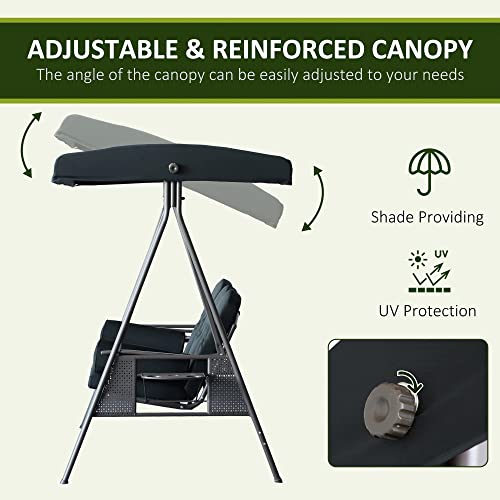 Outsunny 3-Seat Patio Swing Chair with Adjustable Canopy, Brown U4460