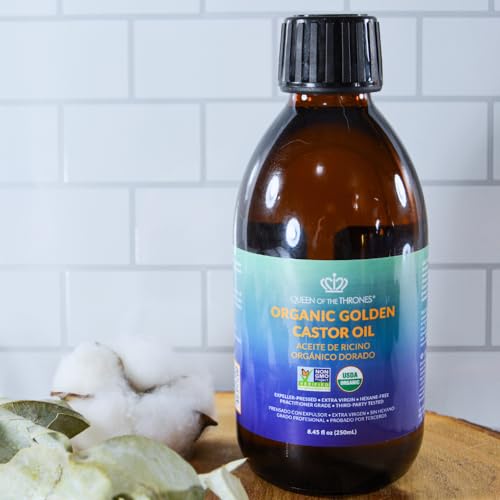 QUEEN OF THE THRONES Organic Golden Castor Oil for Hair, Skin & Nails, USDA Certified, 8.4oz Z8457