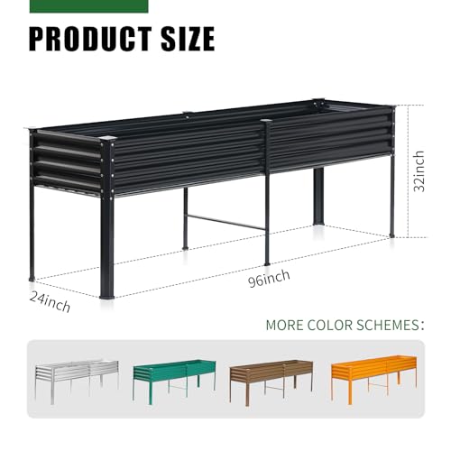 Land Guard Galvanized Raised Garden Bed with Legs, 48×24×32in Metal Elevated Planter Box Z11926