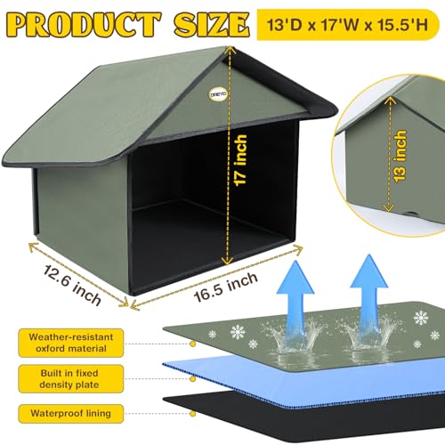 Dreyoo Outdoor Cat Feeding Station Weatherproof Shelter for Food & Water, Dusty Blue Y29685