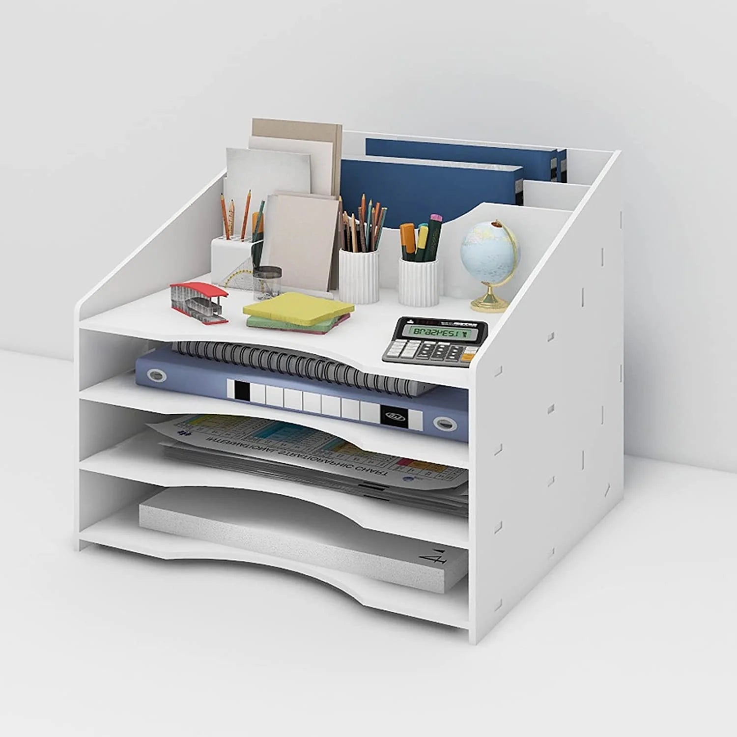 Natwind File Sorter Paper Organizer for Desk Letter Tray Holder, White F14571