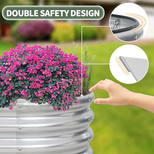 1MORE Galvanized Raised Garden Bed 4x2x1.4ft Metal Planter Box Outdoor D509