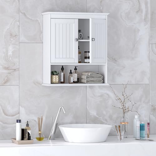 Spirich Bathroom Wall Cabinet with Doors, White A10165