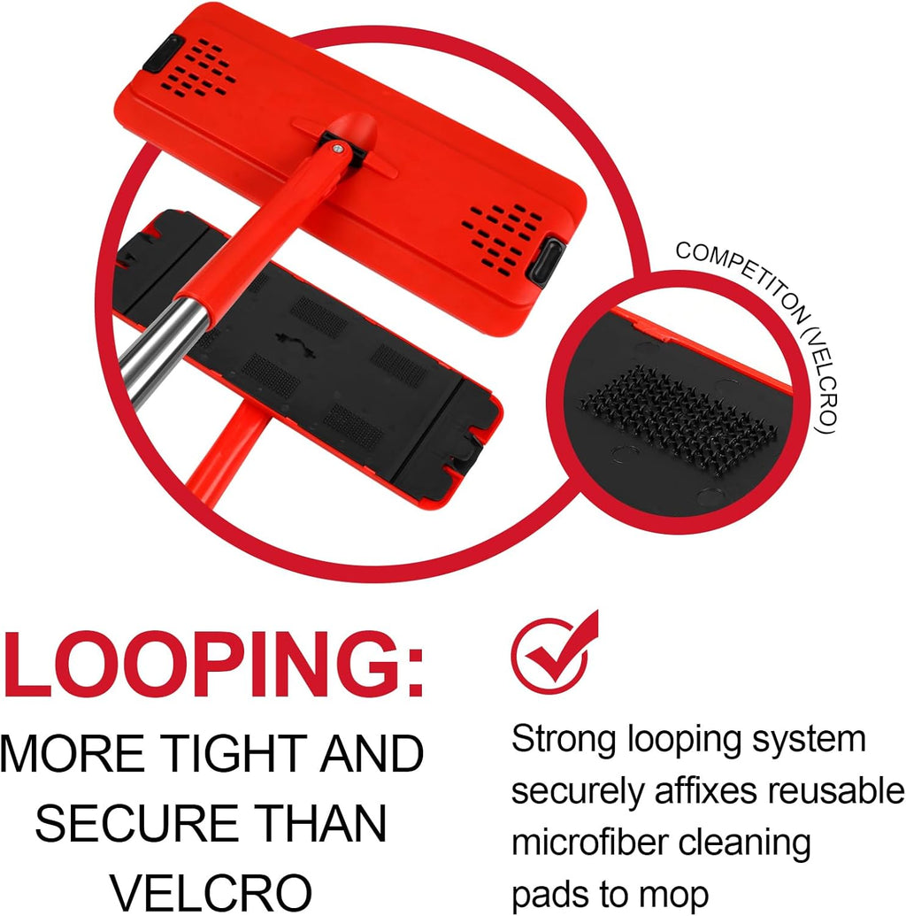 Mop and Bucket with Wringer Set, Hands Free Flat Mop with Stainless-Steel Handle, 3 Microfiber Pads S594