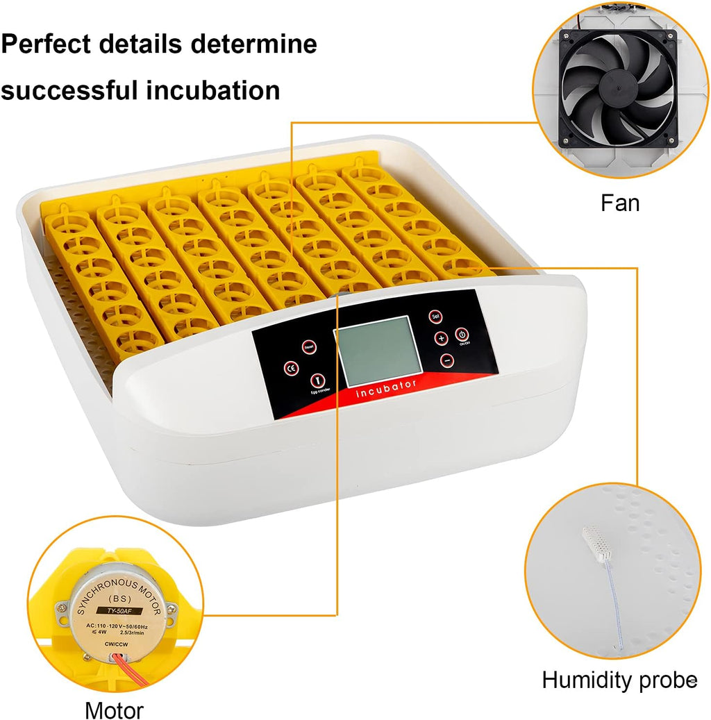 56-Egg Fully Automatic Poultry Incubator with Egg Candler, White M739