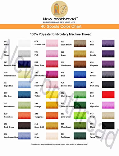 brothread 40 Colors Polyester Embroidery Machine Thread Kit 500M Each Spool A53441