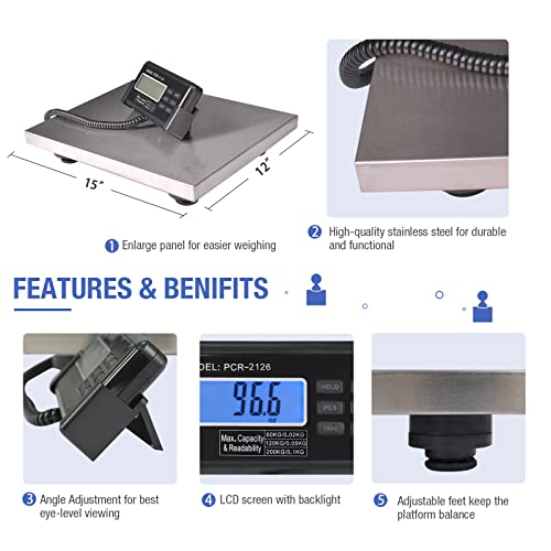 SurmountWay Shipping Scale 660lbs LCD Digital Platform Heavy Duty Portable Stainless Steel V6922