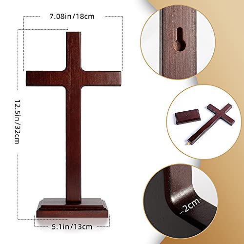 KUXBET Wooden Wall Cross with Stand 12.5 Inch Catholic Home Decor X631
