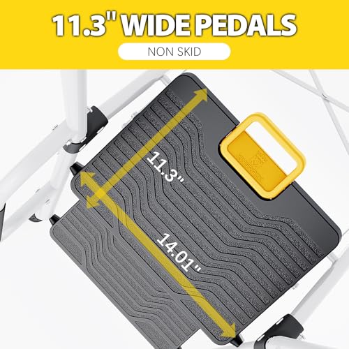 KINGRACK 3 Step Folding Ladder, 800lbs Capacity, Non-Skid Wide Pedals, White W71585