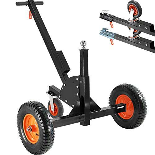 VEVOR Adjustable Trailer Dolly, Dolly for Trailer with 1-7/8'' Hitch Ball & 10'' Solid Tires, 16''-24'' Adjustable Height, 600lbs Tongue Weight Capacity, Ideal for Moving Car RV Boat Trailer
