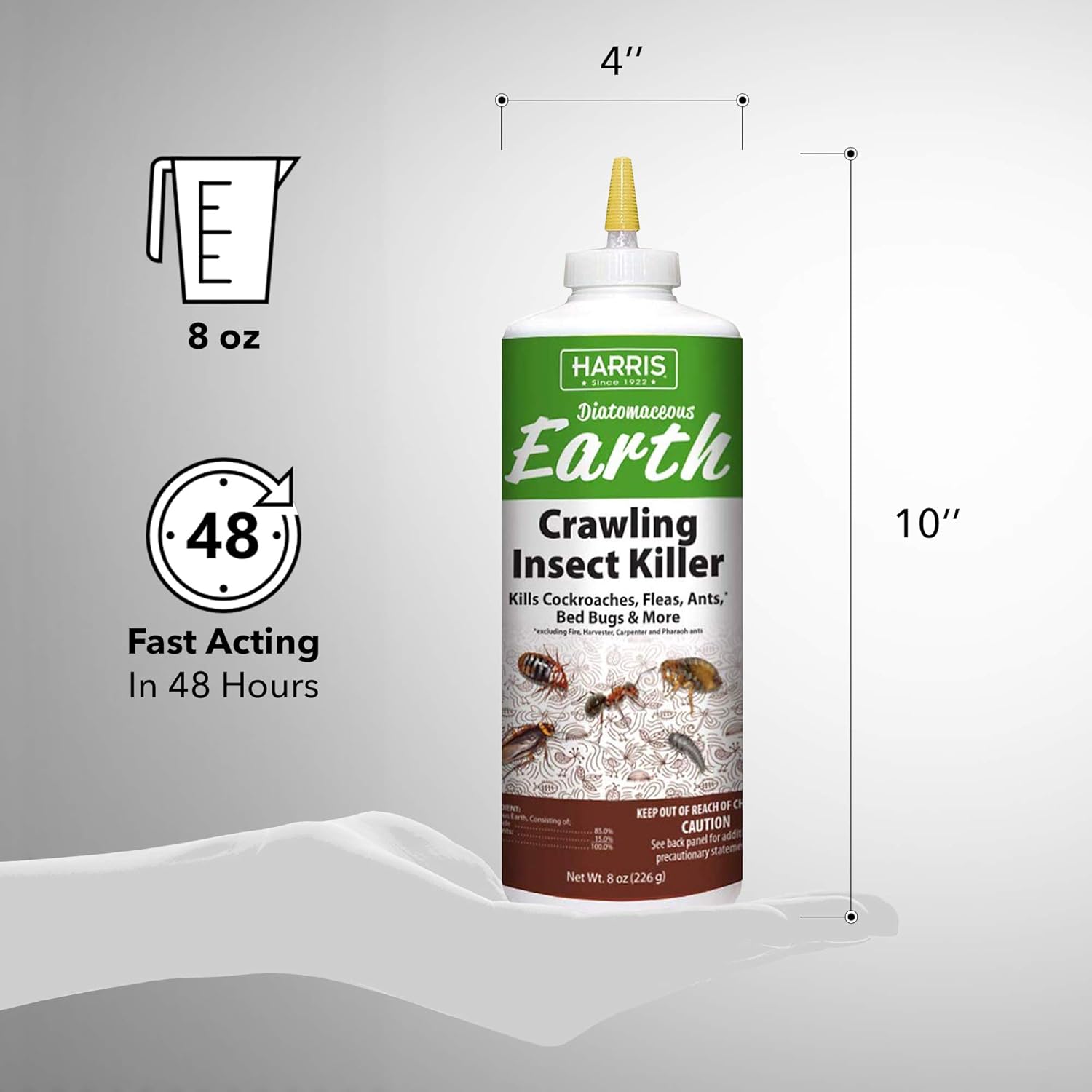 Harris Diatomaceous Earth Crawling Insect Killer, 8oz X745