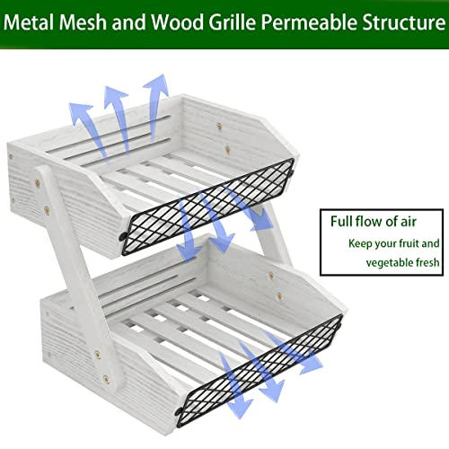 2 Tier Wooden Fruit Basket for Kitchen Countertop F760