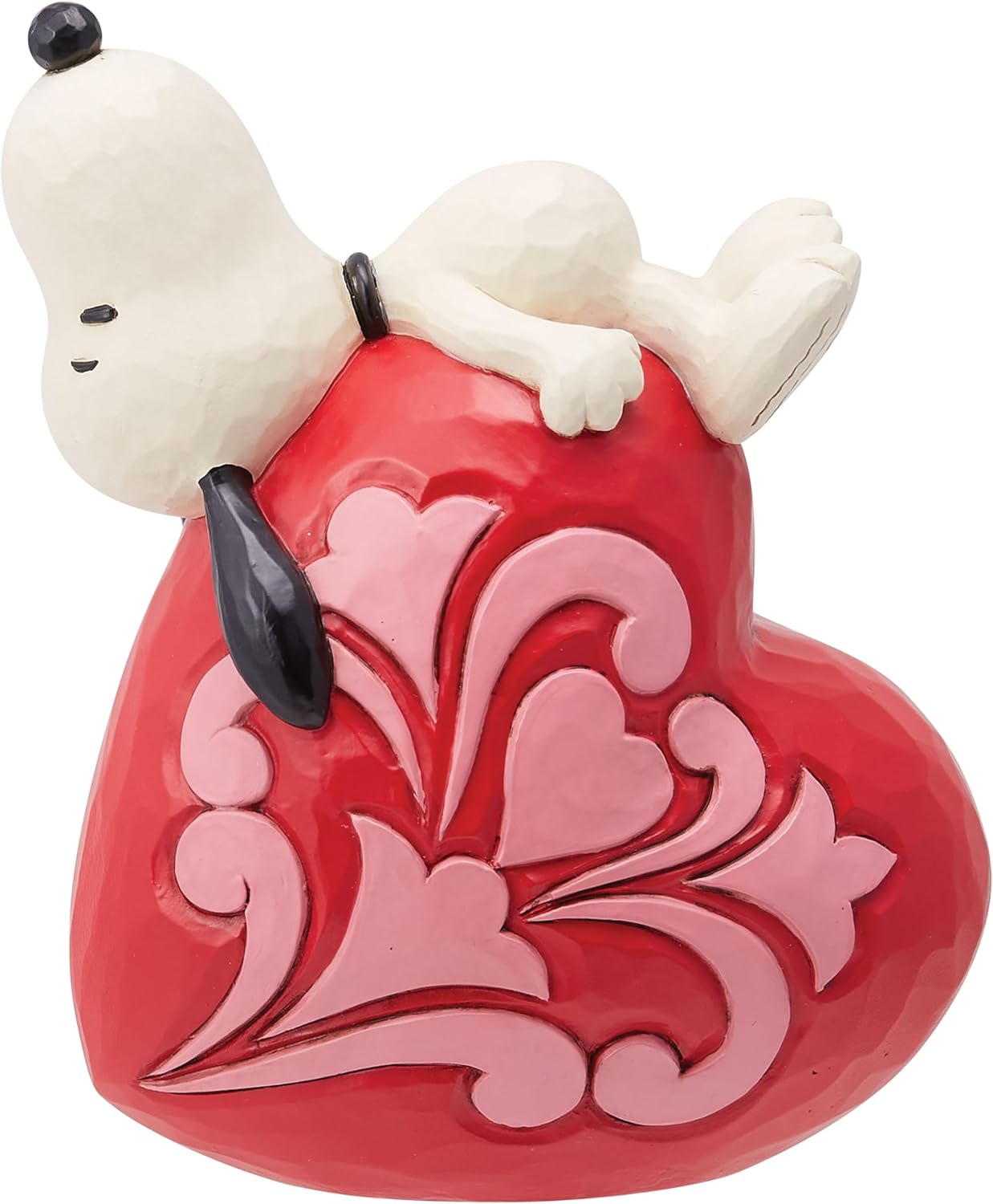 Enesco Peanuts by Jim Shore Snoopy Laying on Heart Figurine, 5.25 Inch, Multicolor