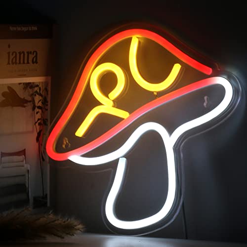 LED Neon Mushroom Sign USB Powered Night Light for Kids Room Decor F370