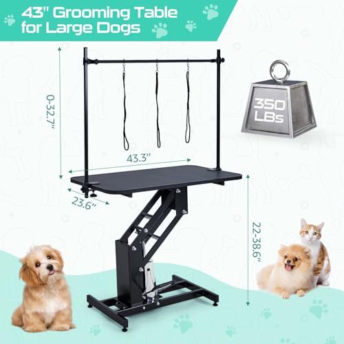 Hydraulic Dog Grooming Table for Pet, Heavy Duty, 350Lbs Load, White G6456