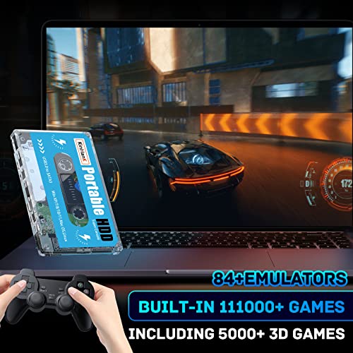 Kinhank 500G Portable External Game Hard Drive, Built-in 111000+ Games, Batocera 33 System S630