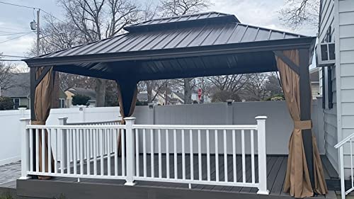 YOLENY 10' x 12' Hardtop Gazebo with Galvanized Steel Double Roof, Netting and Curtains Y84317