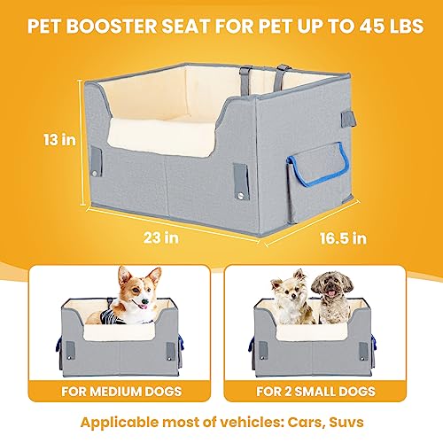 Elevated Dog Car Seat for Small Dogs with Adjustable Straps D993770