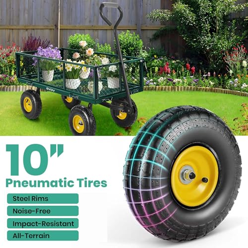 GVDV 660LB Folding Garden Wagon with Removable Sides and All-Terrain Wheels A23843
