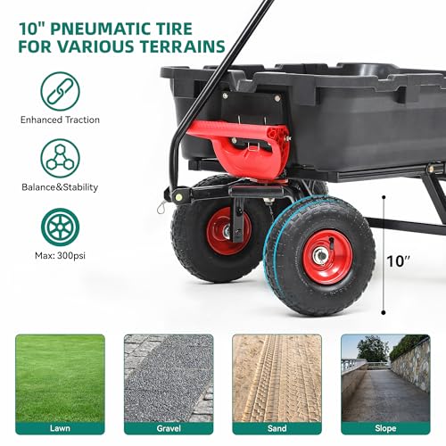 800lbs Garden Dump Cart with 10" Pneumatic Tires J882958