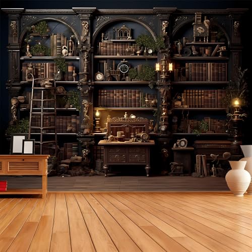 QGHOT Medieval Bookshelf Tapestry Vintage Library Wall Hanging P36533