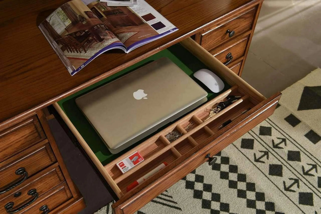 Solid Oak Wood 54 Inch Executive Rolltop Desk with Hutch X960378
