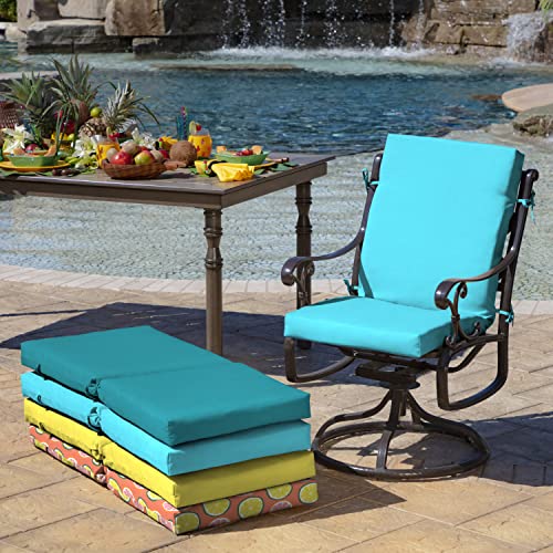 Arden Outdoor Dining Chair Cushion, 20 x 20, Rain-Proof, Peacock Blue Green Texture J4105