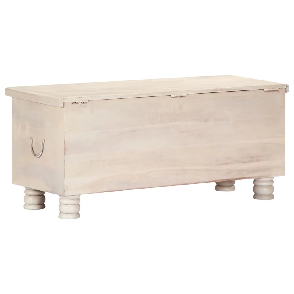 Dcenta Storage Chest Acacia Wood Blanket Box White B600041