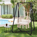 SUNCREAT Hammock Chair with Stand Included, Heavy Duty Hanging Chair with Stand, 330 lbs Capacity, Patent Pending, Grey
