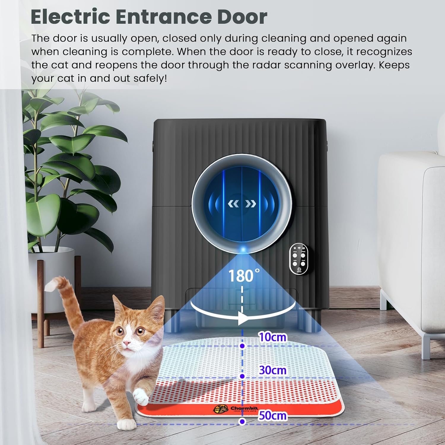 Charmkit Self Cleaning Cat Litter Box with APP Control, Black X403548