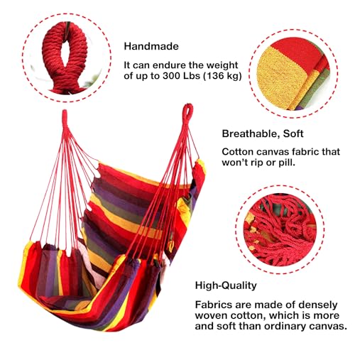 Hommtina Hammock Chair Hanging Rope Swing, Max 300 Lbs, Dark Gray W16807