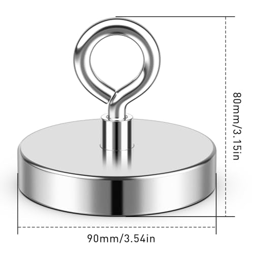 FINDMAG Super Strong Fishing Magnet 1000 lbs Neodymium with Countersunk Hole Eyebolt I558