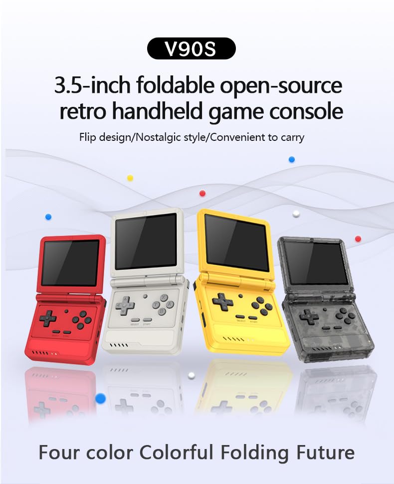 Powkiddy V90S Retro Handheld Console with 3.5" IPS Screen, Foldable Clamshell Design R1724