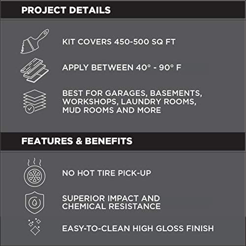 Rust-Oleum RockSolid Polycuramine Garage Floor Coating, 2.5 Car Kit, High Gloss Gray F2688