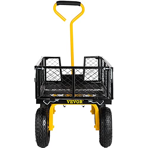VEVOR 900 Lbs Heavy Duty Steel Garden Cart with 10" Tires and Removable Sides J262
