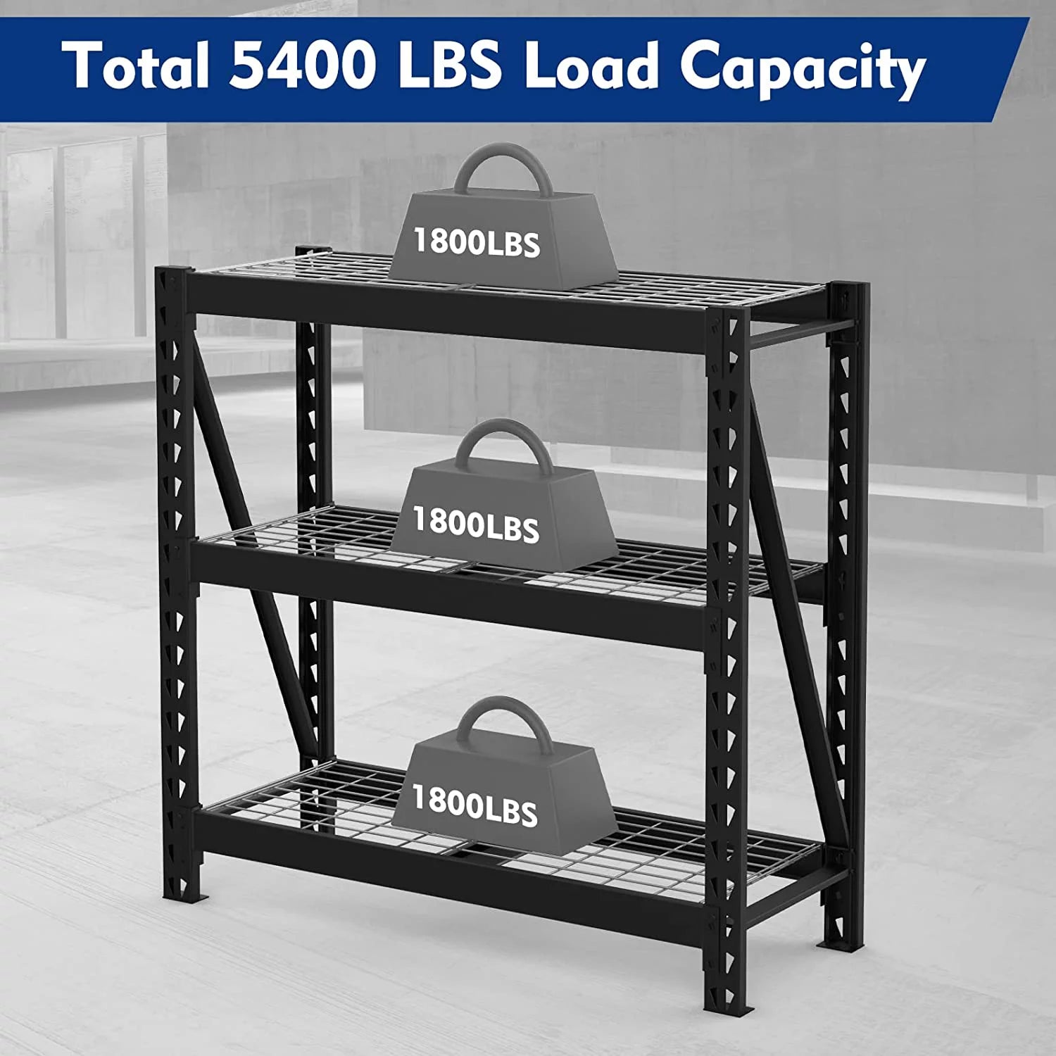 WORKPRO 3-Tier Garage Shelving Unit, Heavy Duty Metal Storage Rack, 5400 LBS Capacity M6756