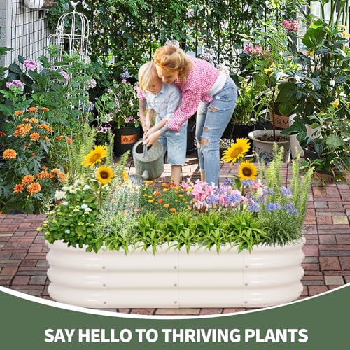 1MORE Galvanized Raised Garden Bed 4x2x1.4ft Metal Planter Box Outdoor D509