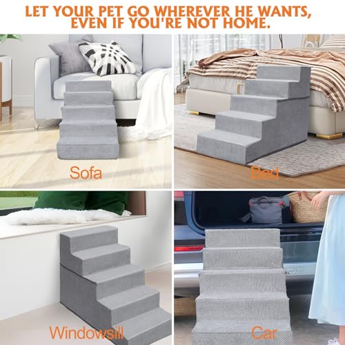 Topmart Dog Stairs for Small Dogs, 4-Step, Folding with Washable Cover T695544