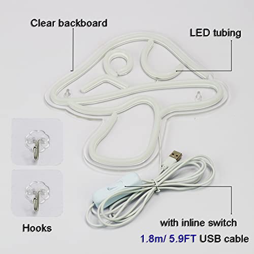 LED Neon Mushroom Sign USB Powered Night Light for Kids Room Decor F370