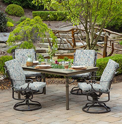 Arden Outdoor Dining Chair Cushion, 20 x 20, Rain-Proof, Peacock Blue Green Texture J4105