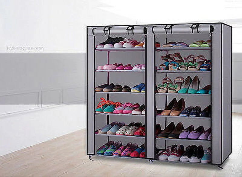 Zimtown DIY 6 Tier Double Row Shoe Rack Storage Cabinet Organizer J924866