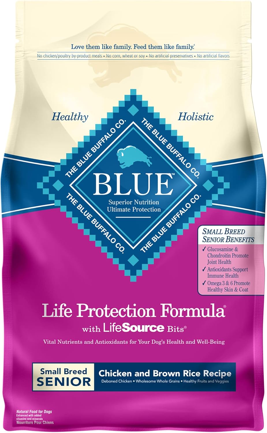 Blue Buffalo Life Protection Formula Natural Senior Small Breed Dry Dog Food, Chicken and Brown Rice 6-lb