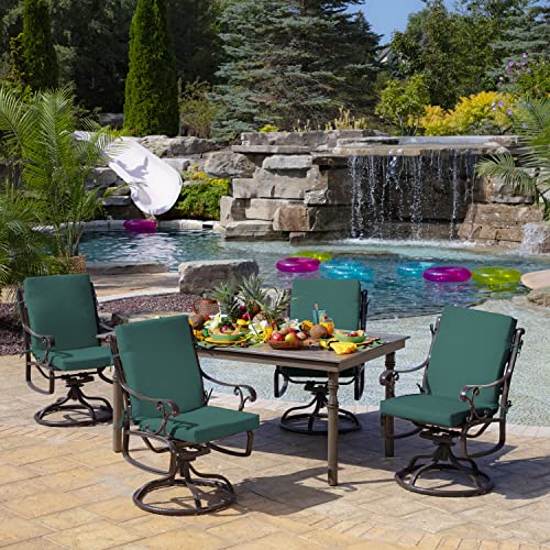 Arden Outdoor Dining Chair Cushion, 20 x 20, Rain-Proof, Peacock Blue Green Texture J4105