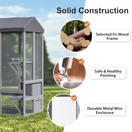 Catio Outdoor Cat Enclosure, Large Walk-in Cat Cage with Waterproof Cover, 72 inch X803947