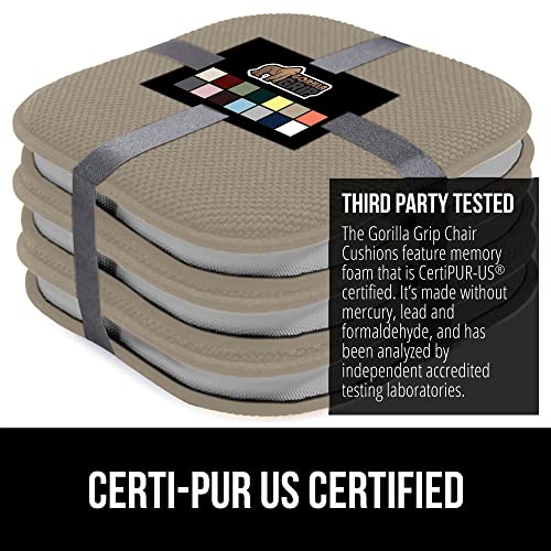 GORILLA GRIP Slip Resistant Chair Cushions, Memory Foam, Set of 2, Beige W525